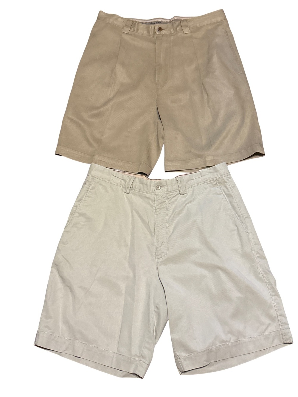 Tommy Bahama Mens Flat Front Shorts in Tan and Cream